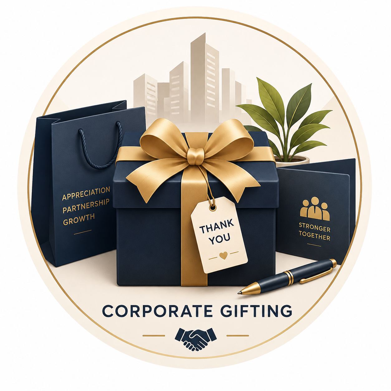 Corporate gifting box with thank you tag